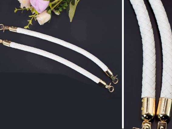 Комплект ручок плетених Білі екошкіра, 30см, 1 пара Комплект ручок плетених Білі екошкіра, 30см, 1 пара
