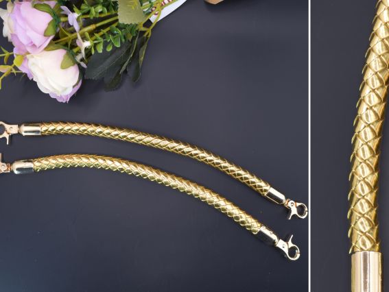 Комплект ручек плетеных ЗОЛОТЫЕ экокожа 30см, 1 пара