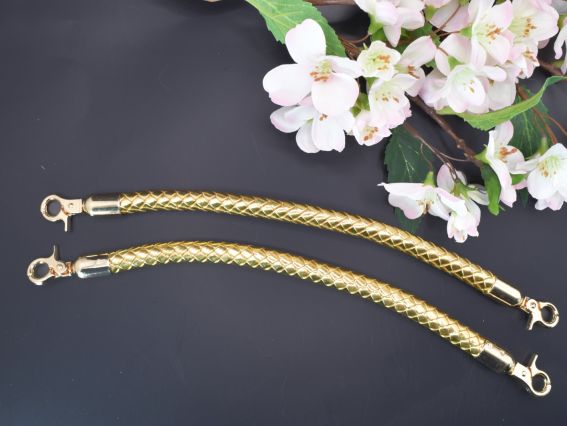 Ручки для сумки плетенные, экокожа цвет Золотой, 30см