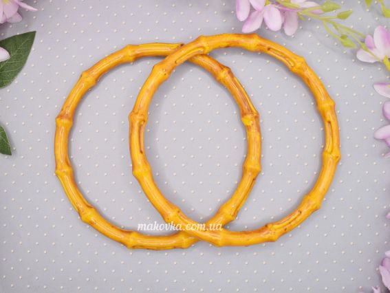 Ручки для сумки тверді Бамбук круглі, колір темно-солом'яний, 1 пара