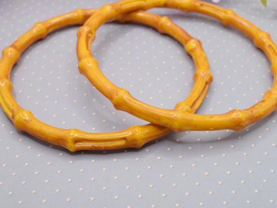 Ручки для сумки тверді Бамбук круглі, колір темно-солом'яний, 1 пара