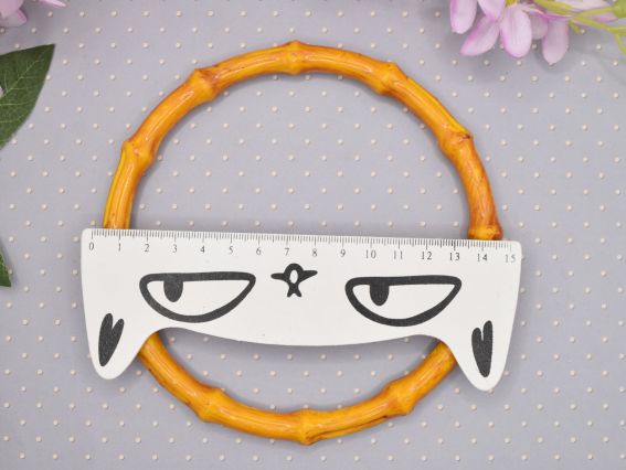 Ручки для сумки тверді Бамбук круглі, колір темно-солом'яний, 1 пара