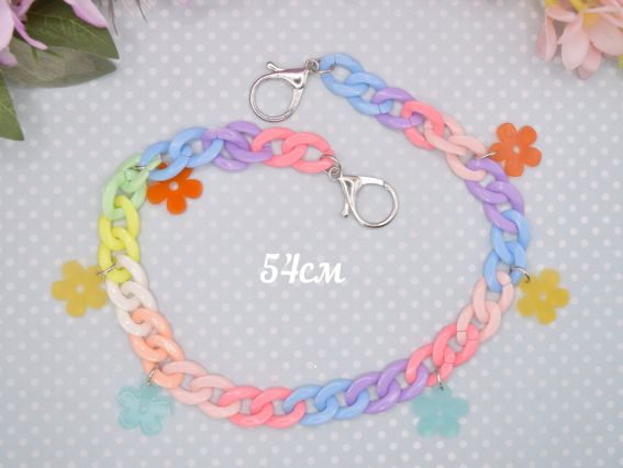 Ручка-цепь 54 см Разноцветная с цветочками 1 шт