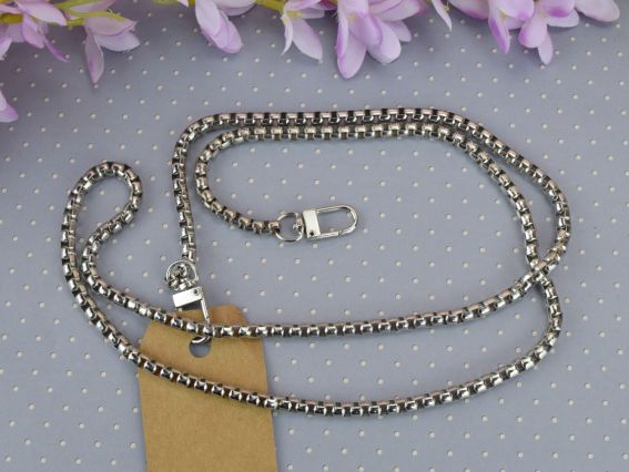 Ручка для сумки металлическая Змейка, длина 104см, цвет Платиновый