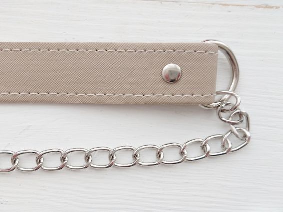 Ручка для сумки комбінована Еко шкіра з ланцюжками, Бежева, з карабінами, 1 шт