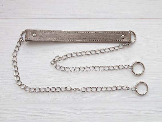 Ручка комбинированная Эко кожа , Кофе с молоком металлик с цепочкоами