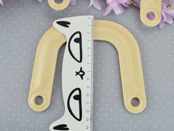 Ручки для сумки Пластиковые плоские Дуга, цвет КРЕМ, 15*12,5см, 1 пара