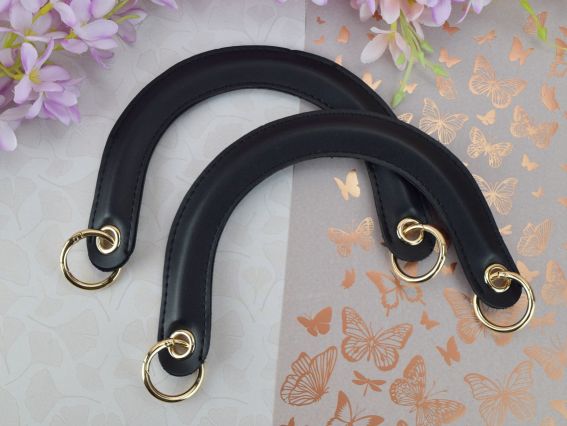 Ручки Еко шкіра пласкі Дуга, Чорні, 1 пара Ручки Еко шкіра пласкі Дуга, Чорні, 1 пара