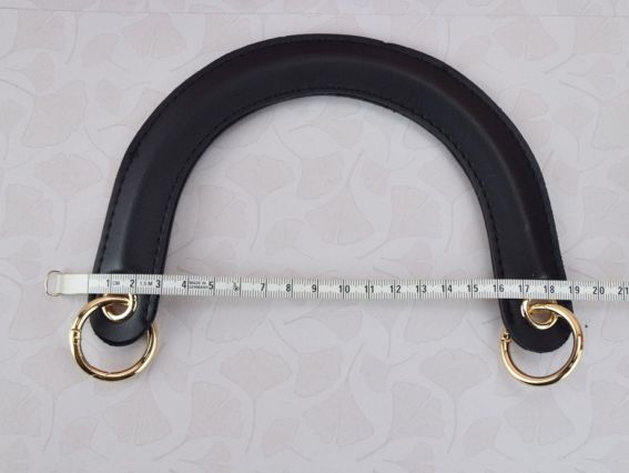 Ручки для сумки Еко шкіра Дуга, колір Чорний, з карабінами, 17*13см, 1 пара 