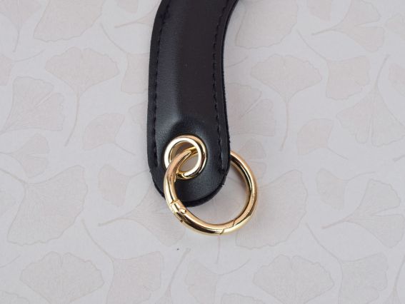 Ручки для сумки Еко шкіра Дуга, колір Чорний, з карабінами, 17*13см, 1 пара 