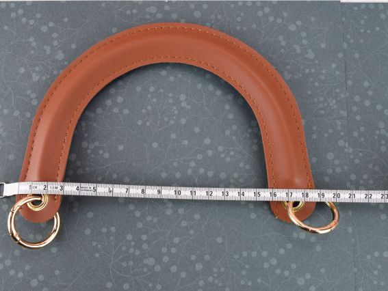 Ручки для сумки Еко шкіра Дуга, колір Коричневий, з карабінами, 17*13см, 1 пара 