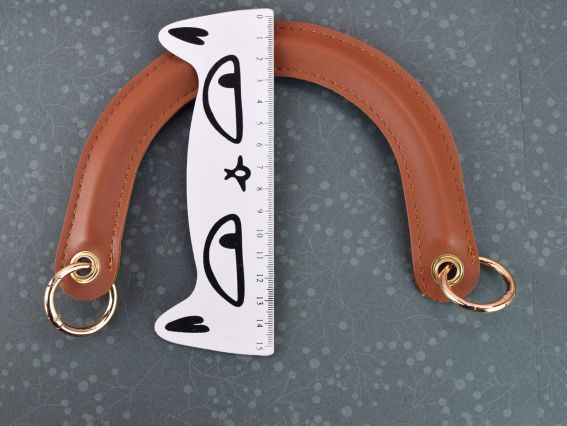 Ручки для сумки Еко шкіра Дуга, колір Коричневий, з карабінами, 17*13см, 1 пара 