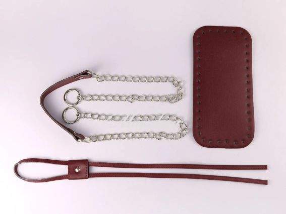 Набор для сумки-торбы, экокожа цвет Бордо, ручка на цепочке, затяжка, 74503 ТрК Набор для сумки-торбы, экокожа цвет Бордо, ручка на цепочке, затяжка, 74503 ТрК