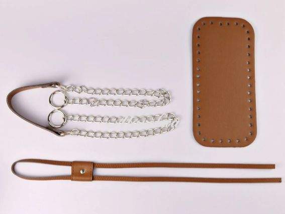 Набор для сумки-торбы, экокожа цвет Браун, ручка на цепочке, затяжка, 74505 ТрК Набор для сумки-торбы, экокожа цвет Браун, ручка на цепочке, затяжка, 74505 ТрК