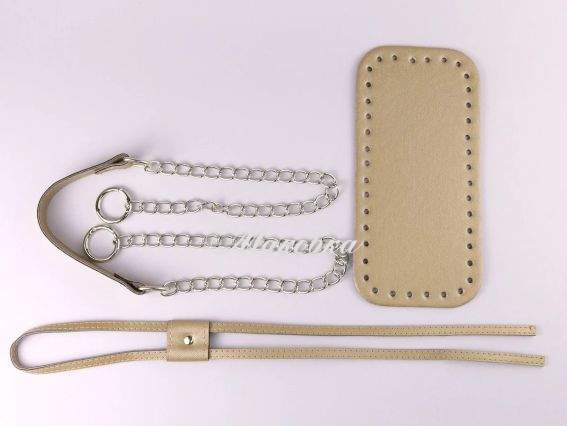 Набор для сумки-торбы, экокожа цвет Бронза, ручка на цепочке, затяжка, 74506 ТрК Набор для сумки-торбы, экокожа цвет Бронза, ручка на цепочке, затяжка, 74506 ТрК