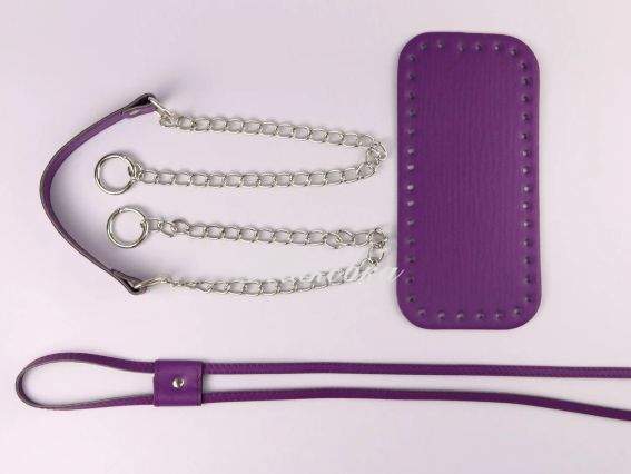Набор для сумки-торбы, экокожа цвет Лиловый, ручка на цепочке, затяжка, 74511 ТрК Набор для сумки-торбы, экокожа цвет Лиловый, ручка на цепочке, затяжка, 74511 ТрК