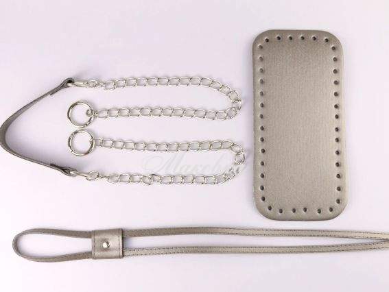 Набор для сумки-торбы, экокожа цвет Металлик, ручка на цепочке, затяжка, 74512 ТрК Набор для сумки-торбы, экокожа цвет Металлик, ручка на цепочке, затяжка, 74512 ТрК