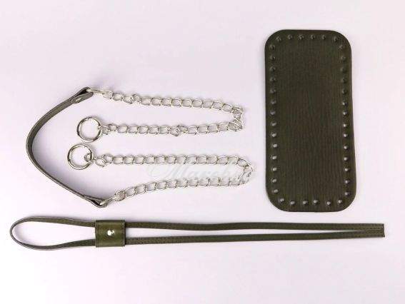 Набор для сумки-торбы, экокожа цвет Хаки, ручка на цепочке, затяжка, 74517 ТрК