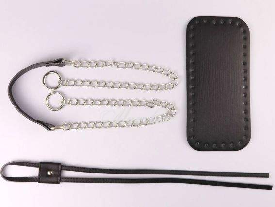 Набор для сумки-торбы, экокожа цвет Черный , ручка на цепочке, затяжка, 74518 ТрК Набор для сумки-торбы, экокожа цвет Черный , ручка на цепочке, затяжка, 74518 ТрК