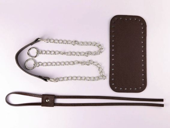 Набор для сумки-торбы, экокожа цвет Шоколад, ручка на цепочке, затяжка, 74519 ТрК Набор для сумки-торбы, экокожа цвет Шоколад, ручка на цепочке, затяжка, 74519 ТрК