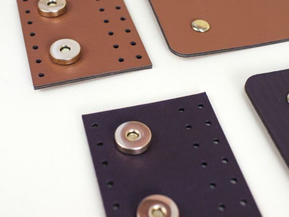 ТрК 72213 Клапан для сумки з двома магнітами, екошкіра, Молочний 9х33см фурнітура золото 