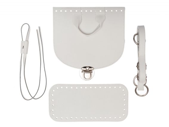 Набор для рюкзака, экокожа цвет Белый с Серебристой фурнитурой (5 позиций) 73101 ТрК