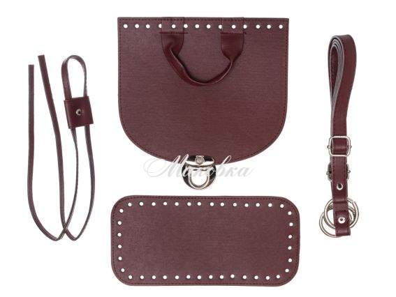 Набор для рюкзака, экокожа цвет Бордо с Серебристой фурнитурой (5 позиций) 73103 ТрК