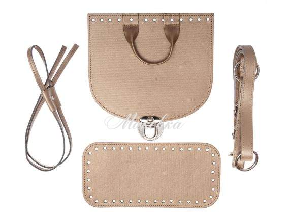 Набор для рюкзака, экокожа цвет Бронза с Серебристой фурнитурой (5 позиций) 73106 ТрК