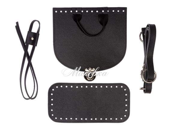 Набор для рюкзака, экокожа цвет Чёрный с Серебристой фурнитурой (5 позиций) 73118 ТрК