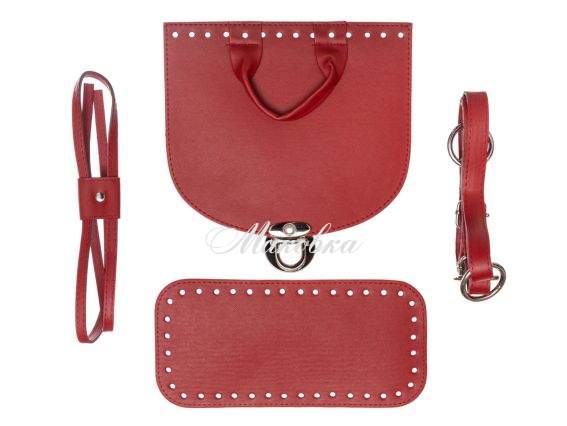 Набор для рюкзака, экокожа цвет Красный с Серебристой фурнитурой (5 позиций) 73108 ТрК