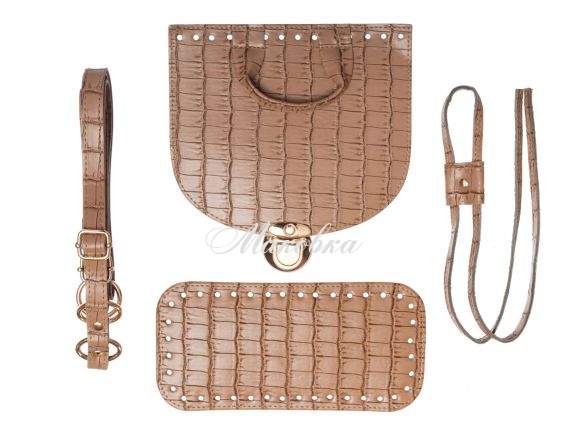 Набор для рюкзака из экокожи Крокодил, цвет Браун (5 позиций) фурнитура цвета золото 73205 ТрК Набор для рюкзака из экокожи Крокодил, цвет Браун (5 позиций) фурнитура цвета золото 73205 ТрК