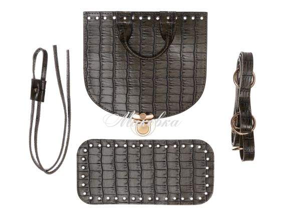 Набор для рюкзака из экокожи Крокодил, цвет Хаки (5 позиций) фурнитура цвета золото 73217 ТрК