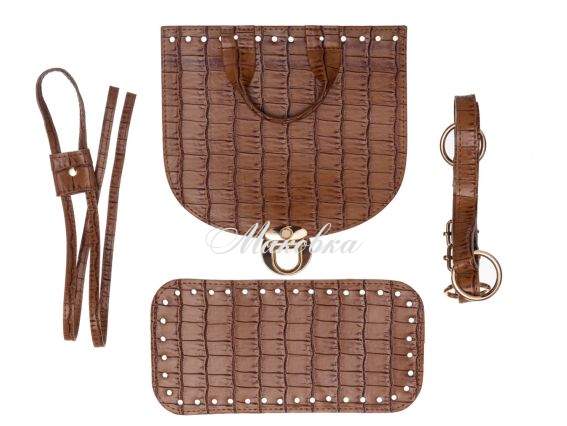 Набор для рюкзака из экокожи Крокодил, цвет Капучино (5 позиций) фурнитура цвета золото 73207 ТрК Набор для рюкзака из экокожи Крокодил, цвет Капучино (5 позиций) фурнитура цвета золото 73207 ТрК