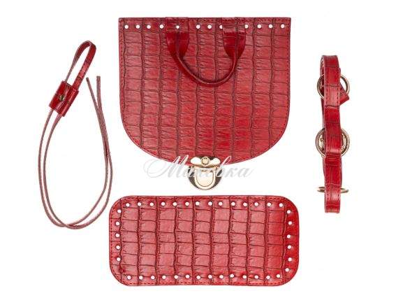 Набор для рюкзака из экокожи Крокодил, цвет Красный (5 позиций) фурнитура цвета золото 73208 ТрК Набор для рюкзака из экокожи Крокодил, цвет Красный (5 позиций) фурнитура цвета золото 73208 ТрК