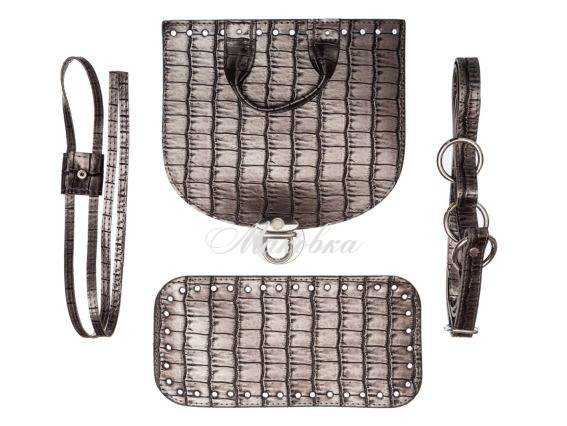 Набор для рюкзака из экокожи Крокодил, цвет Металлик (5 позиций) фурнитура цвета золото 73212 ТрК