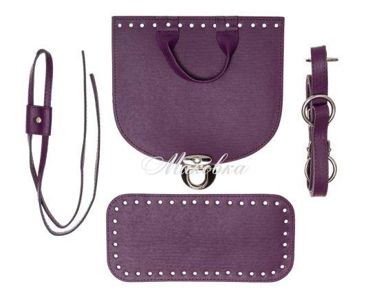 Набор для рюкзака, экокожа цвет Лиловый с Серебристой фурнитурой (5 позиций) 73111 ТрК