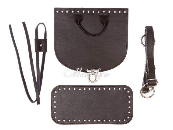 Набор для рюкзака, экокожа цвет Шоколад с Серебристой фурнитурой (5 позиций) 73119 ТрК