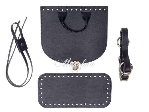 Набор для рюкзака, экокожа цвет Синий с Серебристой фурнитурой (5 позиций) 73114 ТрК