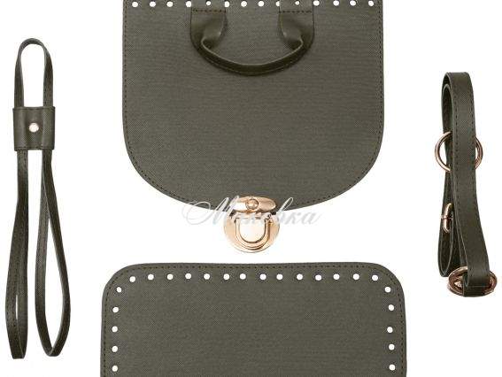 Набор для рюкзака, экокожа цвет Хаки с Золотой фурнитурой (5 позиций) 73117 -1 ТрК