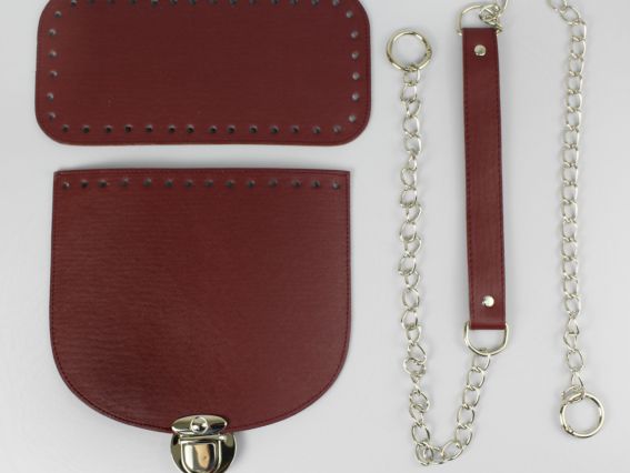 Набор для сумки на ручке с цепочкой, экокожа цвет Бордо с Серебристой фурнитурой (4 поз.) 74403 ТрК Набор для сумки на ручке с цепочкой, экокожа цвет Бордо с Серебристой фурнитурой (4 поз.) 74403 ТрК