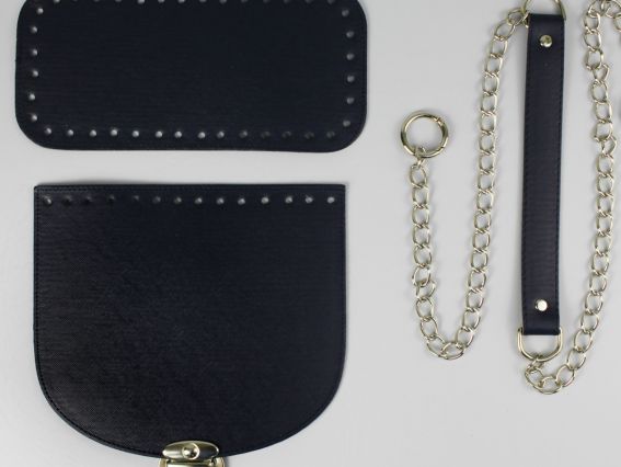 Набор для сумки на ручке с цепочкой, экокожа цвет Чёрный с Серебристой фурнитурой (4 поз.) 74418 ТрК Набор для сумки на ручке с цепочкой, экокожа цвет Чёрный с Серебристой фурнитурой (4 поз.) 74418 ТрК