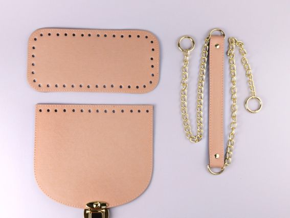 Набор для сумки на ручке с цепочкой, экокожа цвет Крем с Золотой фурнитурой (4 поз.) 74409-1 ТрК Набор для сумки на ручке с цепочкой, экокожа цвет Крем с Золотой фурнитурой (4 поз.) 74409-1 ТрК