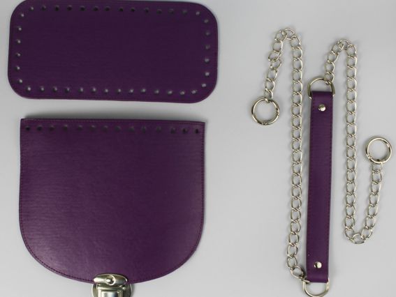Набор для сумки на ручке с цепочкой, экокожа цвет Лиловый с Серебристой фурнитурой (4 поз.) 74411 ТрК Набор для сумки на ручке с цепочкой, экокожа цвет Лиловый с Серебристой фурнитурой (4 поз.) 74411 ТрК