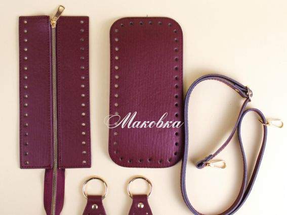 Набор для сумки (верх на молнии), экокожа цвет Бордо, регулируемая ручка, 74303 ТрК