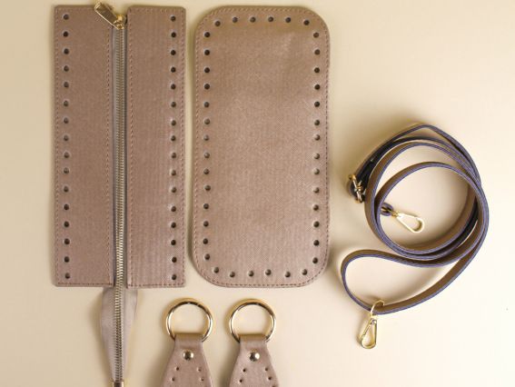 Набор для сумки (верх на молнии), экокожа цвет Бронза, регулируемая ручка, 74306 ТрК