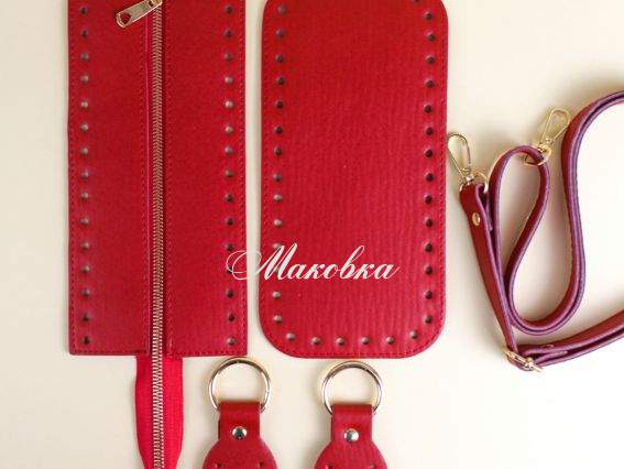 Набор для сумки (верх на молнии), экокожа цвет Красный, регулируемая ручка, 74308 ТрК Набор для сумки (верх на молнии), экокожа цвет Красный, регулируемая ручка, 74308 ТрК