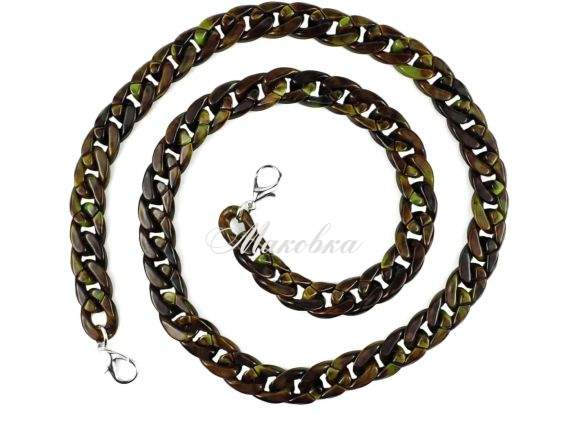 Ручка-ланцюг 87102, акрилова, Коричнево-зелена, 114см Ручка-ланцюг 87102, акрилова, Коричнево-зелена, 114см