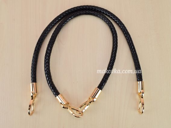 84820 Триколіно Комплект ручок , плетених екошкіра колір Чорні, довжина 60см