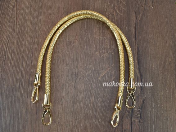 84822 Триколіно Комплект ручок , плетених екошкіра колір Золото, довжина 60см