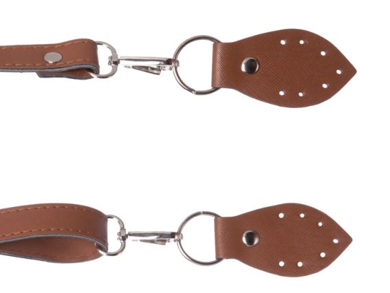 84605 Ручка для сумки екошкіра колір Браун, регульована 66-128 см на не поворотних карабінах ТрК